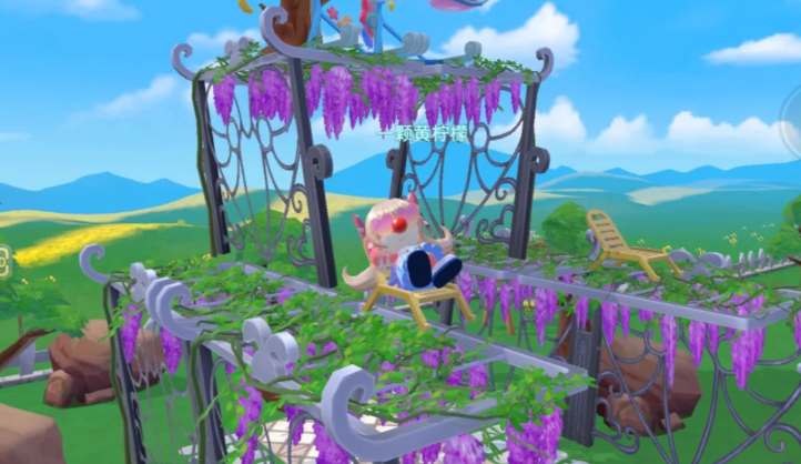 摩尔庄园紫藤花架上怎么放椅子