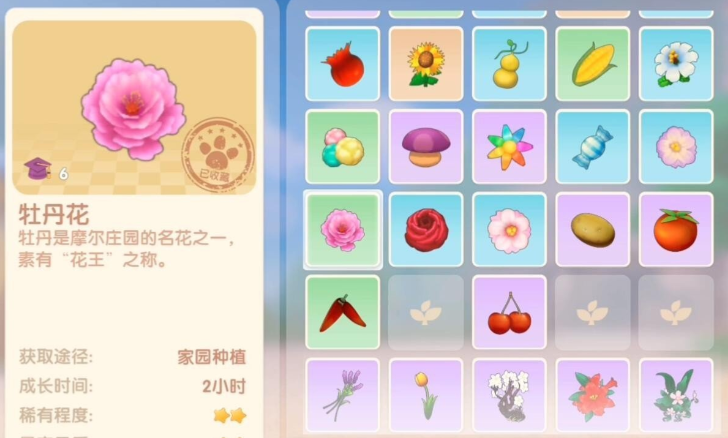 摩尔庄园牡丹怎么获得